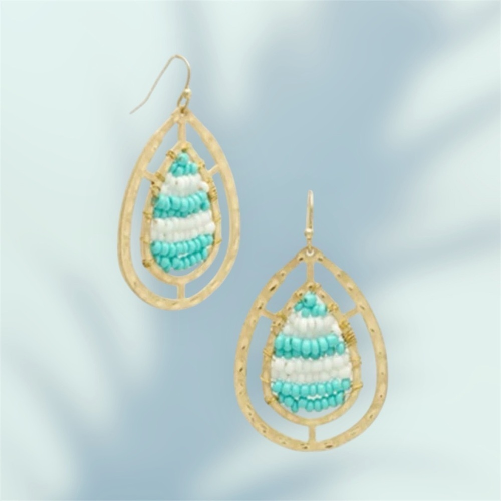 Elan Gold and Aqua Teardrop Earrings
